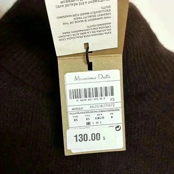 Massimo Dutti Women High neck cashmere wool chocolate brown dress - Picture 8 of 17